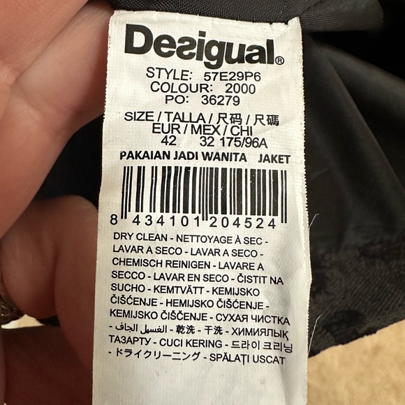 Desigual Animal Print Winter Jacket Coat size 42 in black - Picture 14 of 15